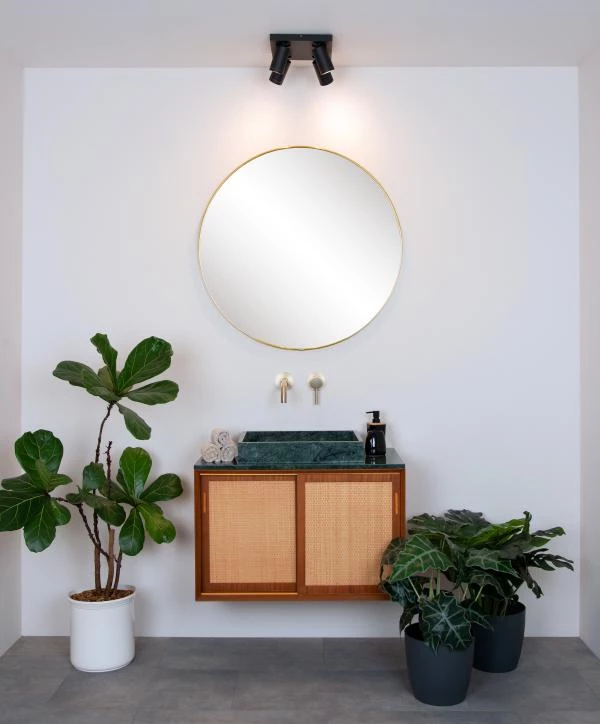 Lucide TAYLOR - Plafondspot Badkamer - LED Dim to warm - GU10 - 4x5W 2200K/3000K - IP44 - Zwart - sfeer 2